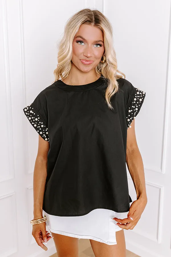 Spotlight Delight Pearl Embellished Top in Black sold by Impressions product image thumbnail 2
