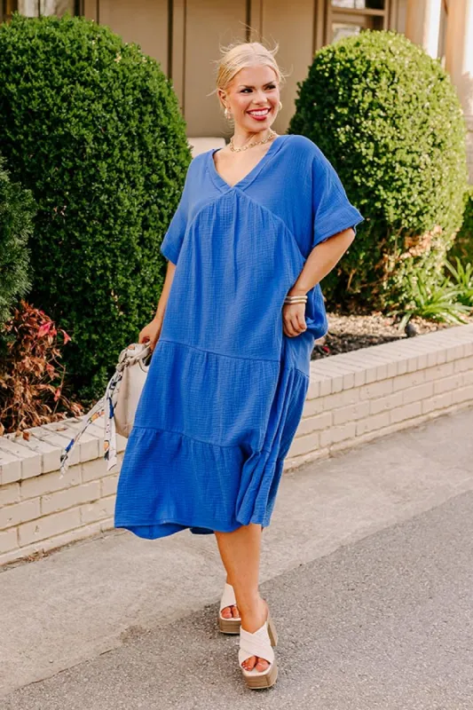 Keeping It Simple Midi in Royal Blue Curves sold by Impressions