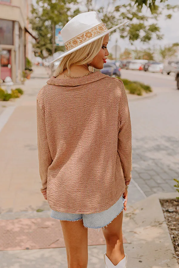 Fab Lifestyle Knit Button Up in Rustic Rose sold by Impressions product image thumbnail 5