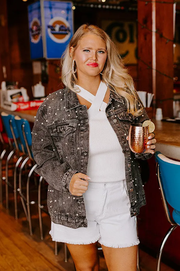 The Juni Embellished Denim Jacket In Black Curves sold by Impressions product image thumbnail 5