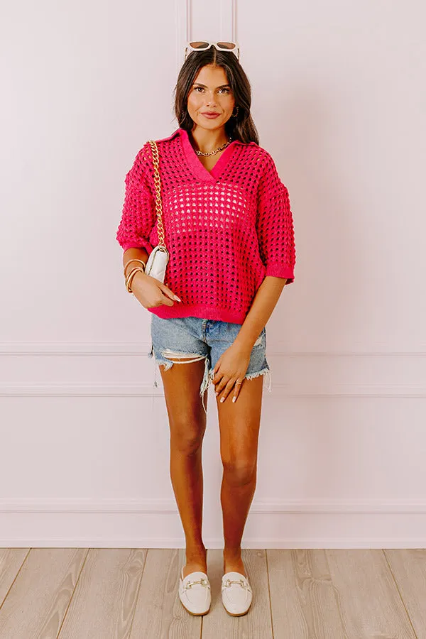Beachside Bliss Knit Top In Hot Pink sold by Impressions product image thumbnail 3
