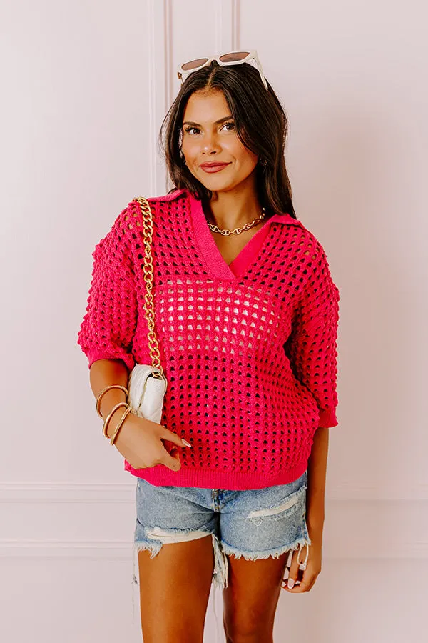 Beachside Bliss Knit Top In Hot Pink sold by Impressions