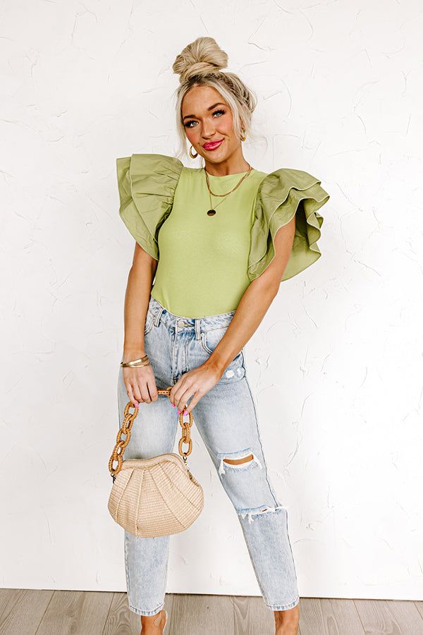 Keen On You Bodysuit in Lime sold by Impressions