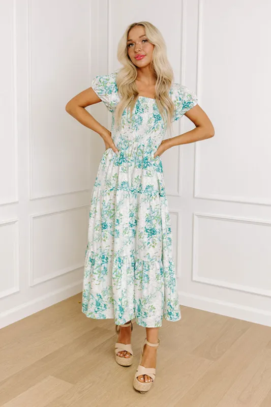 Vineyard Bound Smocked Midi in Green sold by Impressions
