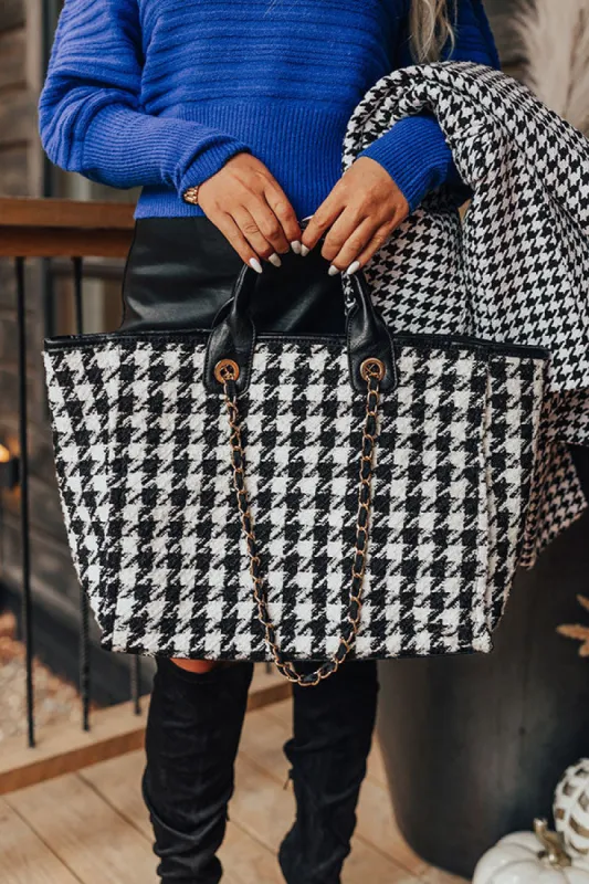 Wintry Dreams Houndstooth Tote In Black sold by Impressions
