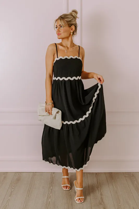 Boho Bliss Scalloped Midi in Black sold by Impressions