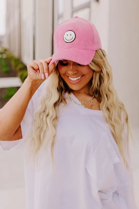 Cider And Smiles Corduroy Baseball Cap in Pink sold by Impressions