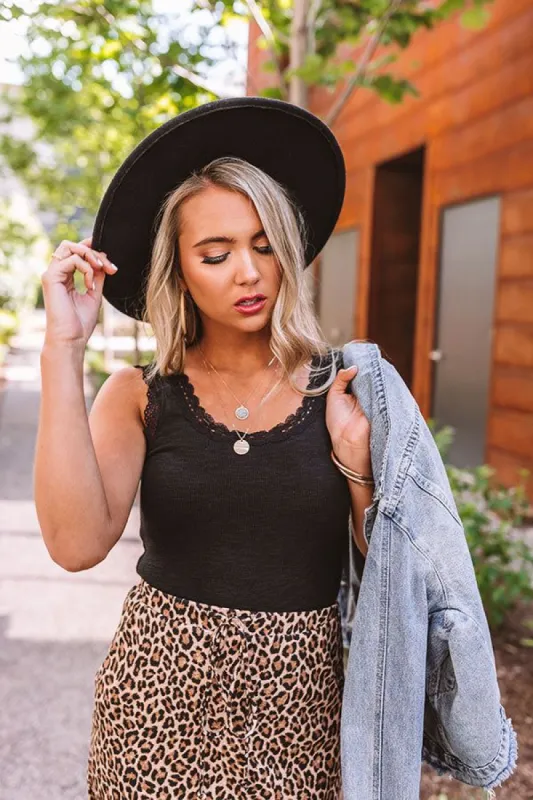 Casual Friday Lace Trim Tank In Black sold by Impressions