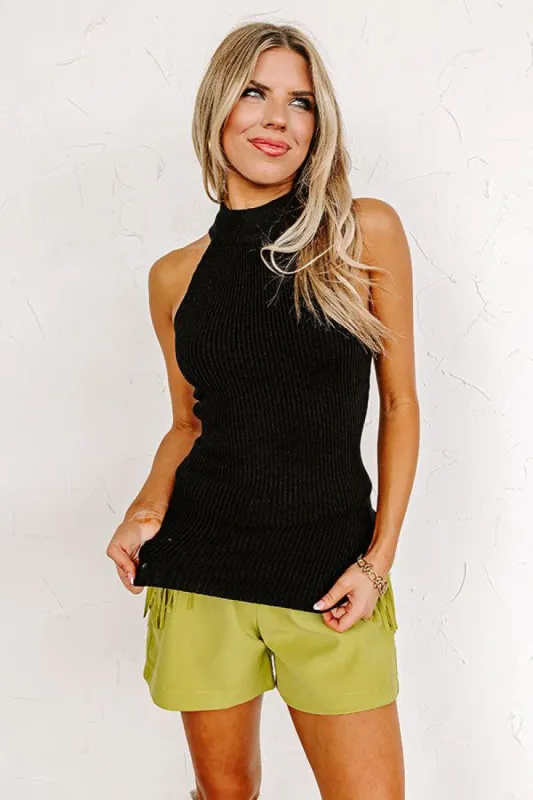 New York Grove Ribbed Top In Black sold by Impressions