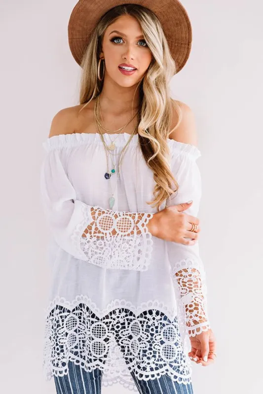 Docking At Sunset Crochet Top In White sold by Impressions