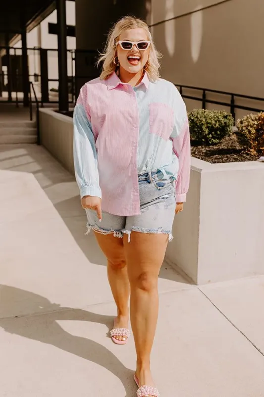 Fast Forward Colorblock Button Up Curves sold by Impressions