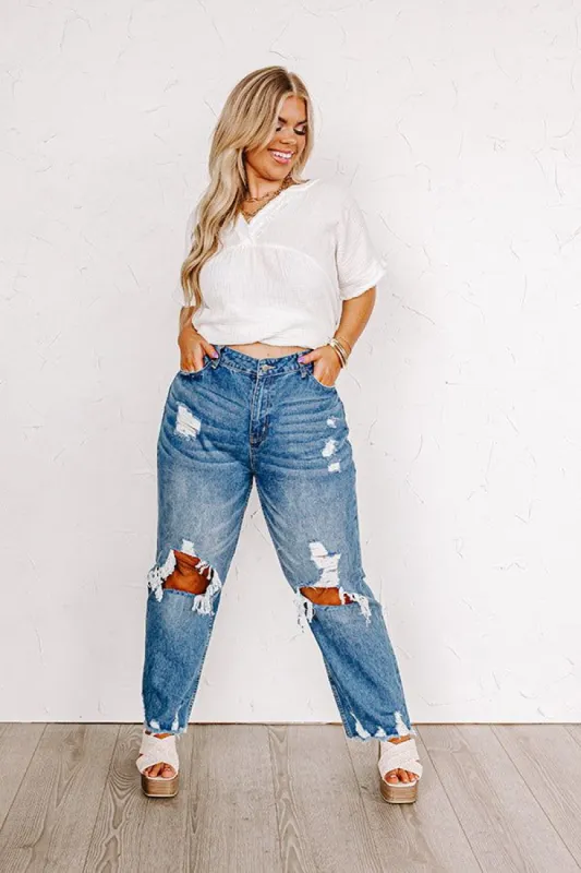 The Beatriz High Waist Distressed Straight Leg Jean Curves sold by Impressions