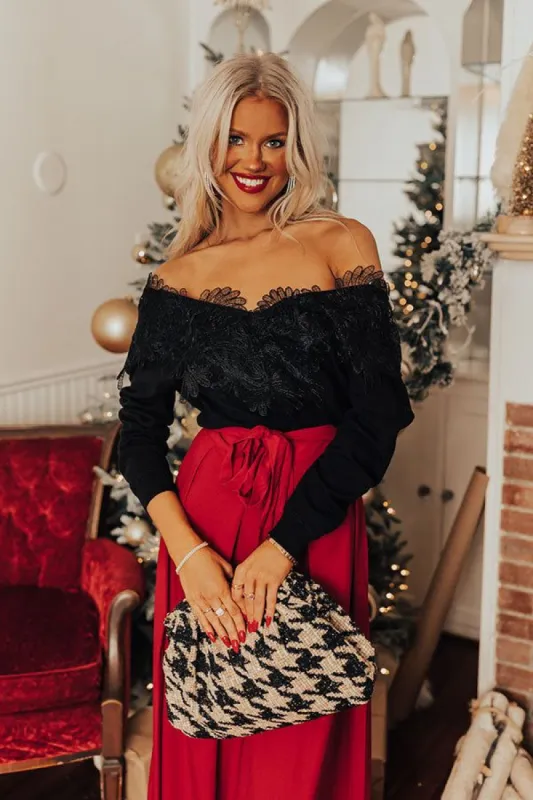 Belong To You Off Shoulder Sweater Top in Black sold by Impressions