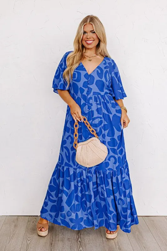 Sailboat Soiree Maxi in Royal Blue Curves sold by Impressions