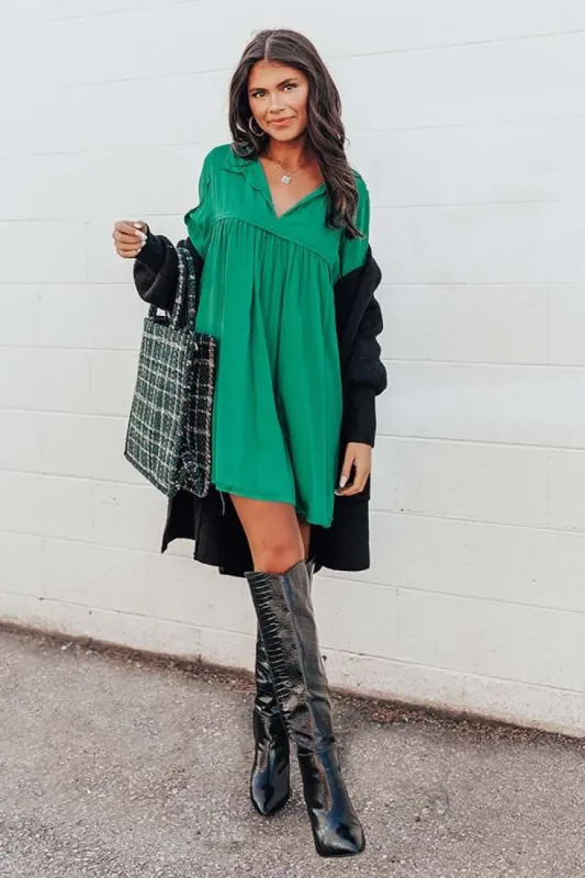 Style Code Babydoll Dress in Emerald sold by Impressions