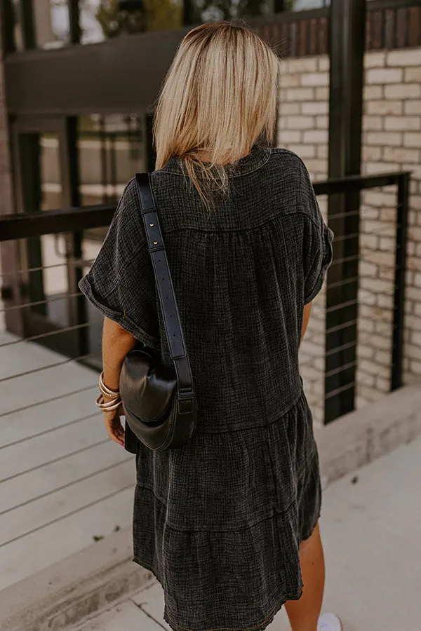 Across The World Mineral Wash Mini Dress In Vintage Black Curves sold by Impressions product image thumbnail 3