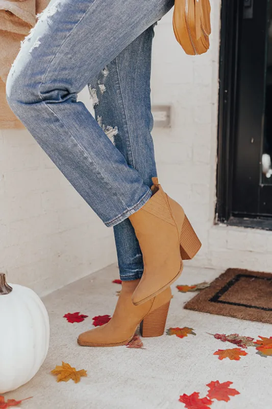 The Celine Faux Suede Bootie In Tan sold by Impressions