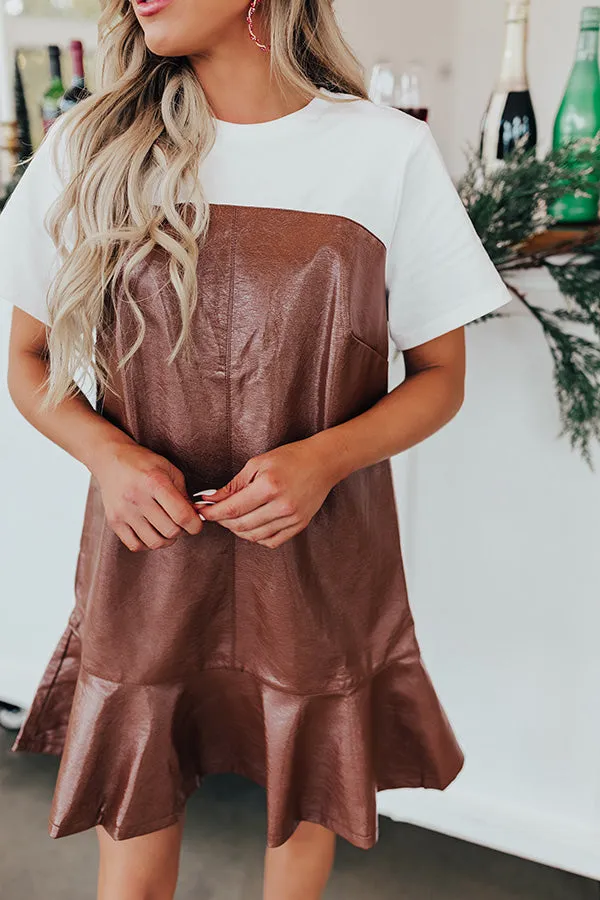 Dare To Dream Faux Leather Mini Dress In Brown sold by Impressions product image thumbnail 4