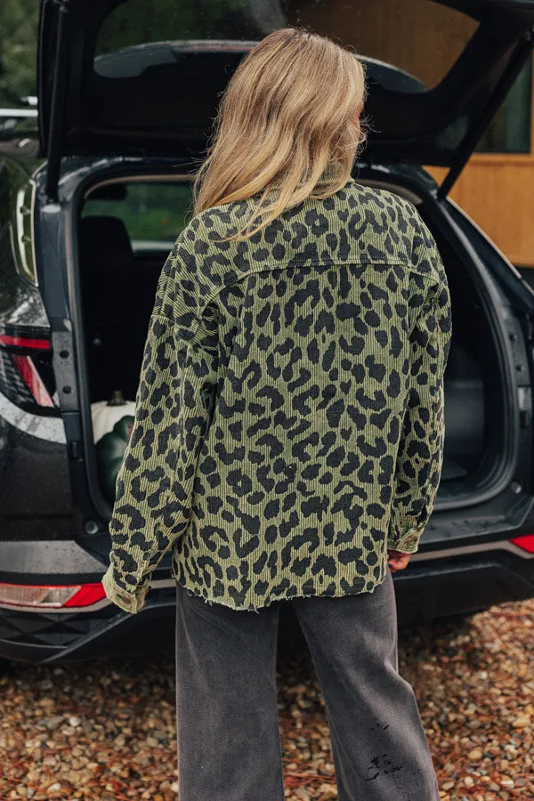 Leopard And Merlot Corduroy Jacket in Olive sold by Impressions product image thumbnail 4