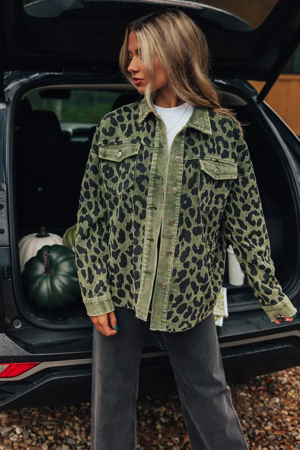 Leopard And Merlot Corduroy Jacket in Olive sold by Impressions product image thumbnail 5