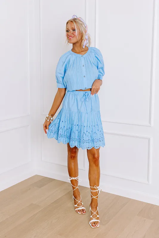 Southern Flair Pleated Eyelet Mini Skirt sold by Impressions