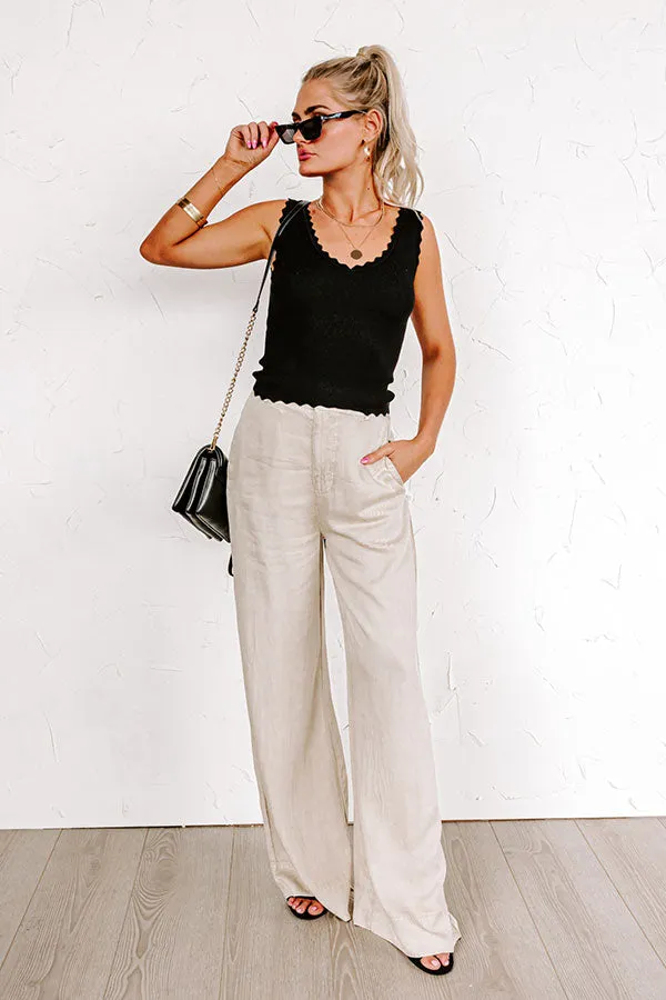 The Riley High Waist Chambray Trousers in Stone sold by Impressions product image thumbnail 4