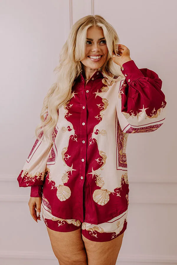 Collecting Seashells Button Up in Wine Curves sold by Impressions product image thumbnail 5