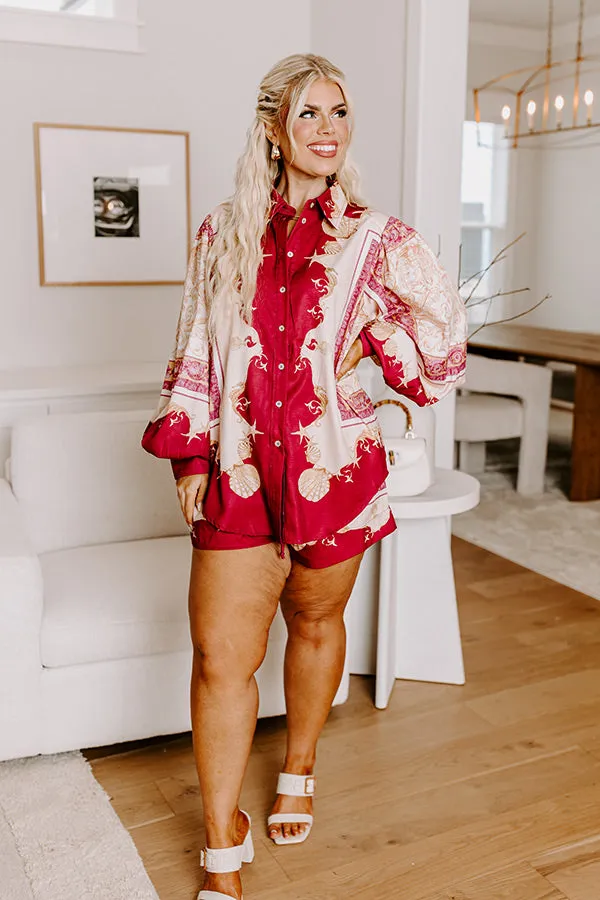 Collecting Seashells Button Up in Wine Curves sold by Impressions product image thumbnail 3