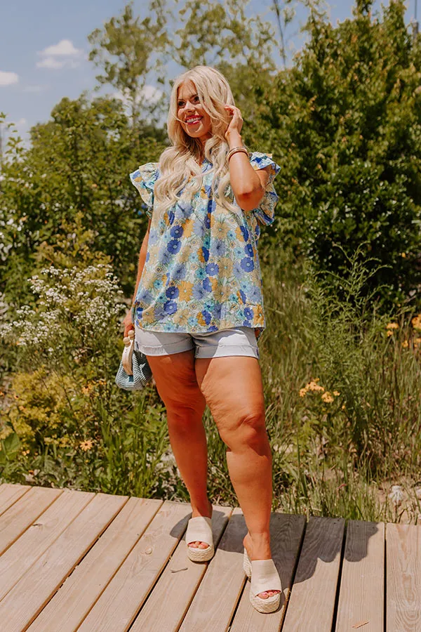 Floral Galore Shift Top In Blue Curves sold by Impressions