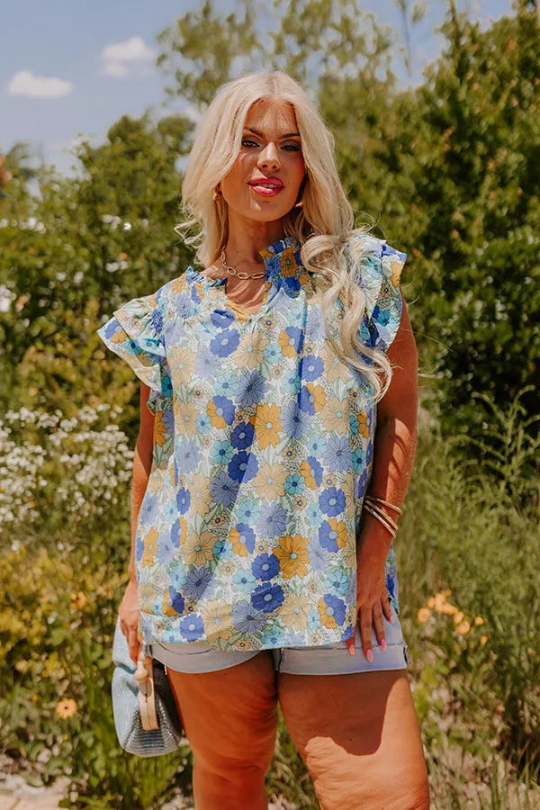 Floral Galore Shift Top In Blue Curves sold by Impressions product image thumbnail 4