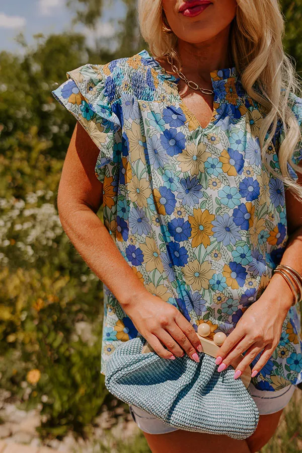 Floral Galore Shift Top In Blue Curves sold by Impressions product image thumbnail 3