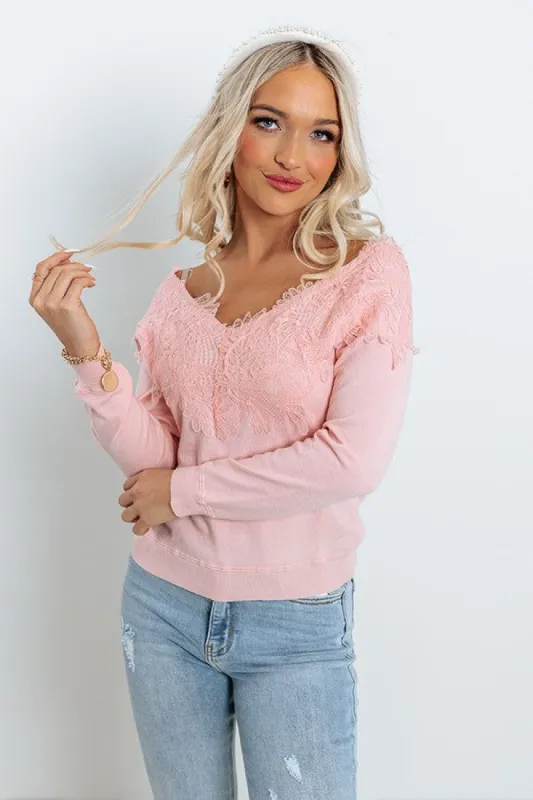 Belong To You Off Shoulder Sweater Top in Pink sold by Impressions