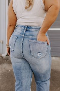 The Scarlett High Waist Jean In Medium Wash Curves sold by Impressions