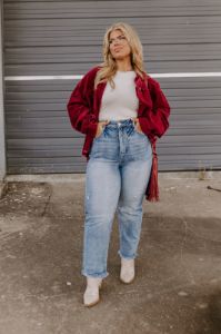 The Scarlett High Waist Jean In Medium Wash Curves sold by Impressions