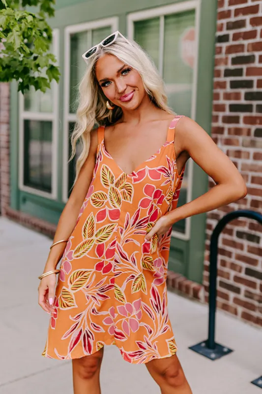 Blossom Bliss Mini Dress In Orange sold by Impressions