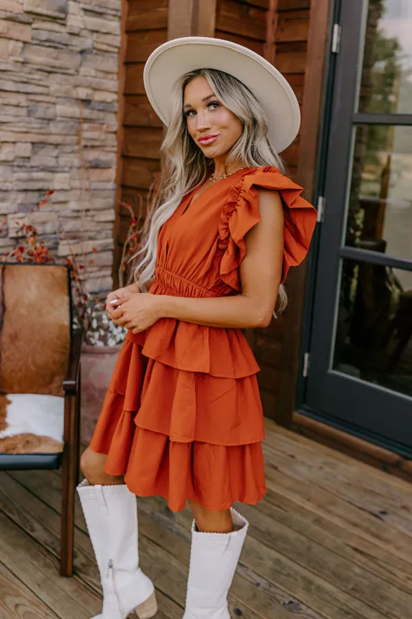 Flirty Allure Ruffle Dress in Pumpkin sold by Impressions product image thumbnail 3