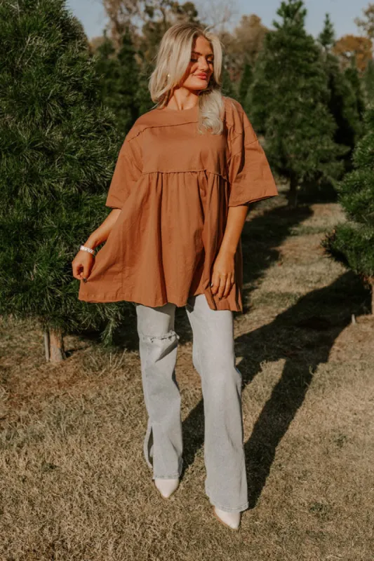 Lovely Tokens Mini Tunic Dress In Rust sold by Impressions