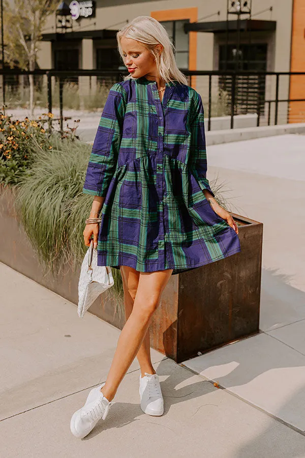 Chic Harvest Plaid Mini Dress in Green sold by Impressions