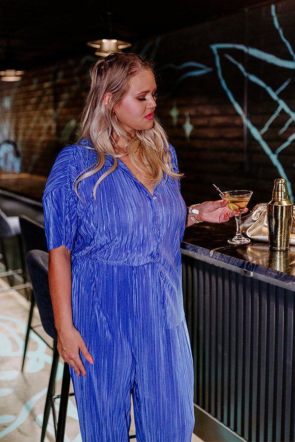 Graceful Appearance Pleated Button Up In Blue Curves sold by Impressions product image thumbnail 2