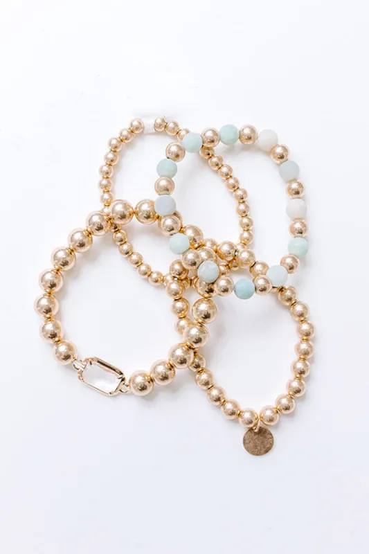 All The Glam Stretch Bracelet Set in Sage sold by Impressions