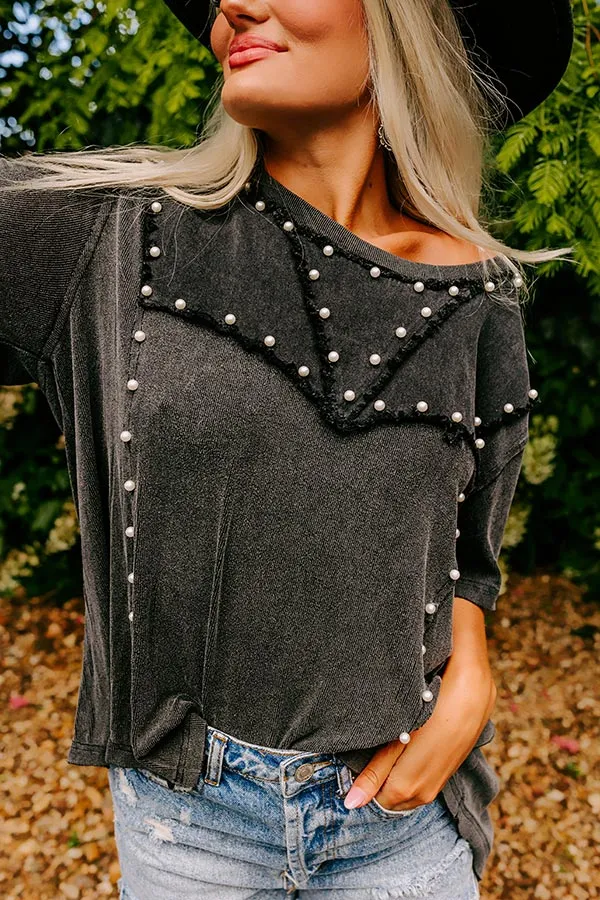 Poised Romance Embellished Top In Vintage Black sold by Impressions product image thumbnail 3