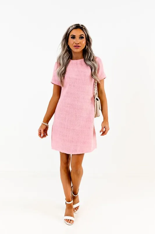 Never Speechless Tweed Mini Dress In Light Pink sold by Impressions