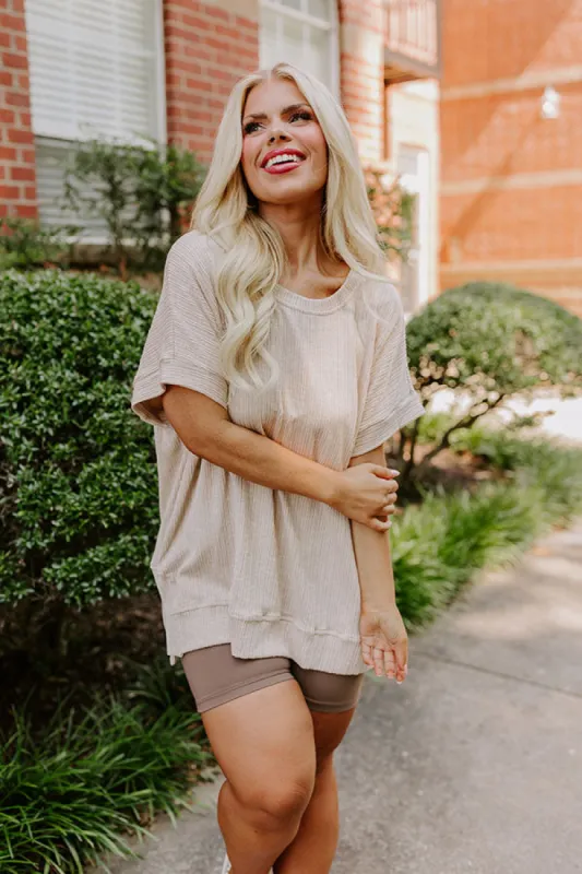 Opening Act Ribbed Top in Oatmeal Curves sold by Impressions