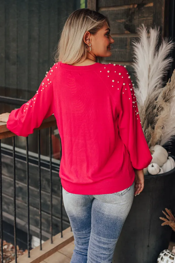 Feeling Spontaneous Embellished Sweater Top In Hot Pink sold by Impressions product image thumbnail 5