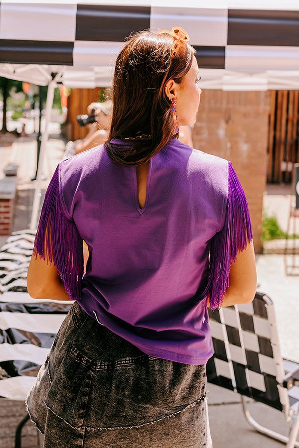 Midwest Weekend Fringe Top In Purple sold by Impressions product image thumbnail 4