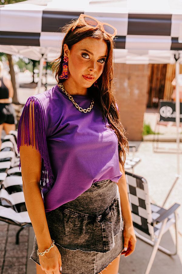 Midwest Weekend Fringe Top In Purple sold by Impressions product image thumbnail 5