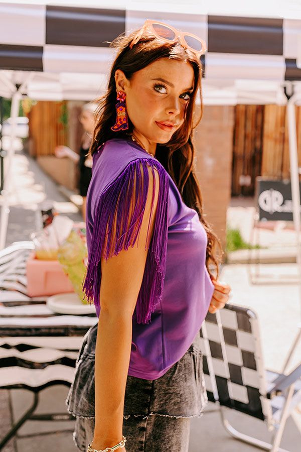Midwest Weekend Fringe Top In Purple sold by Impressions product image thumbnail 3