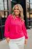 Feeling Spontaneous Embellished Sweater Top In Hot Pink Curves sold by Impressions