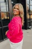 Feeling Spontaneous Embellished Sweater Top In Hot Pink Curves sold by Impressions