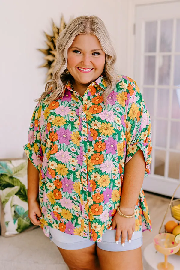 Flower Power Shift Top in Green Curves sold by Impressions product image thumbnail 2